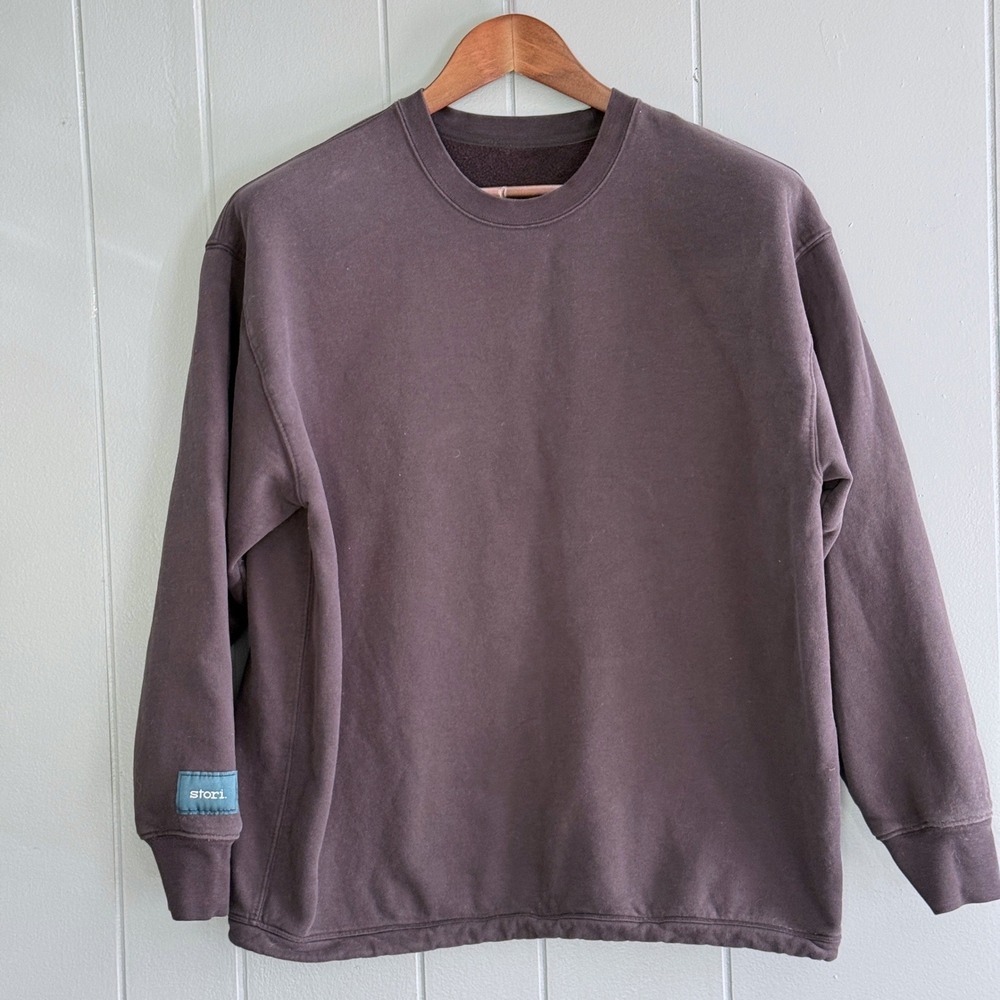 Stori Crewneck Sweatshirt M Gray Fleece Lined Pullover Long Sleeve Cozy Gym Fit